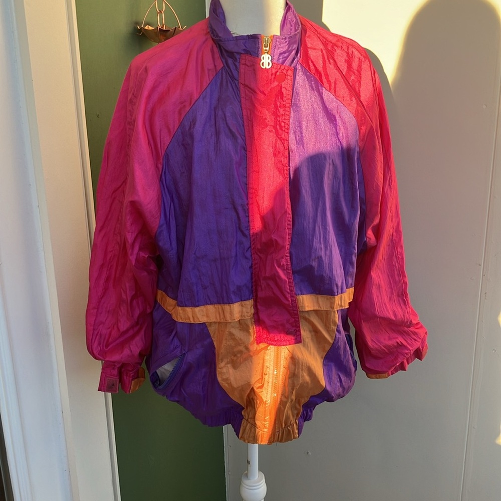Vintage 80s 90s Hot Pink, Purple, and Orange Windbreaker - Picture 2 of 10
